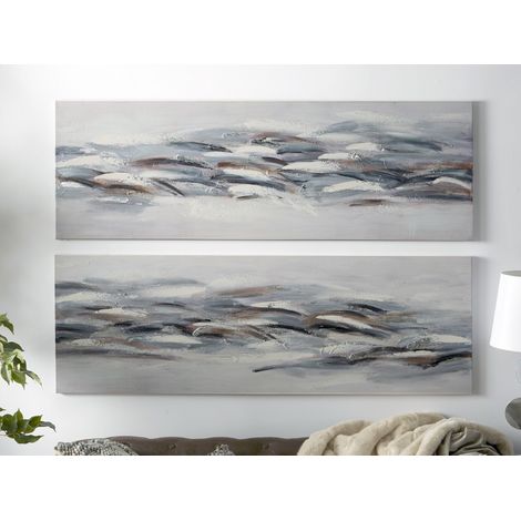 Bedruckte Leinwand, abstrakter Fisch, 50 % Öl, 150 x 50 cm, 2er-Set, 150 x 3 x 50 cm (1/3)