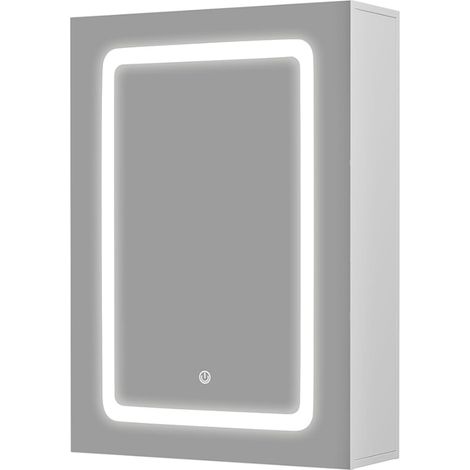 Armoire de toilette blanche avec miroir lumineux LED, dimensions 72 × 52 × 10 cm (1/2)