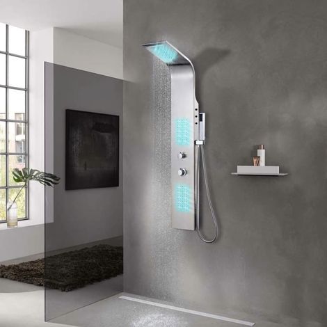 Système de panneau de douche Écran de douche - Acier inoxydable incurvé BV472812 - BonneVie (1/5)