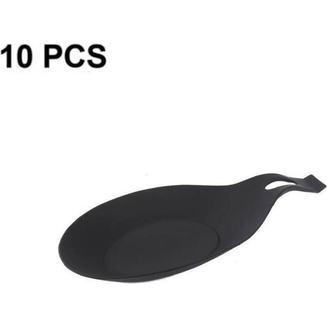Repose-cuillère en silicone, support de cuillère en silicone, support de cuillère moderne résistant à la chaleur, support de spatule, support de couverts de cuillère portable (10 pièces) (1/4)