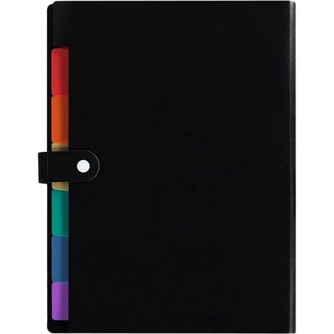 A4-Erweiterbarer Ordner – Ordner mit 7 Fächern – Beschrifteter A4-Ordner – Ablagesystem – Für Zuhause, Büro und Schule – 32 x 24,5 x 1 cm – Schwarz (1/5)