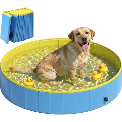 PawHut Dog Pool Dog Bath Tub Dog Paddling Pool, Blue, 160 x 30cm