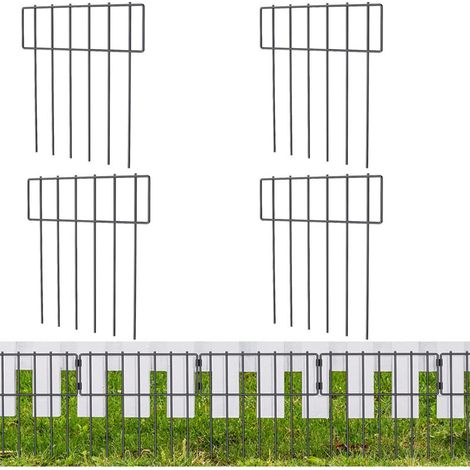 Lot de 4 clôtures pour animaux, 17 in(H) X 27 Ft(L) Clôture de jardin décorative, chien lapins piquets de défense pour jardin, forme en T. (1/5)