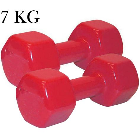 Coppia Pesi Palestra 7kg Manubrio Antiscivolo Esagonale Gommato Allenamento (1/5)
