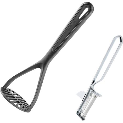 Westmark Schiacciapatate Gentle + pelapatate Famos, plastica/acciaio inossidabile/acciaio, nero/argento, 286322E7 (1/5)