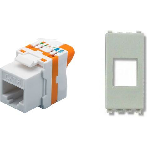 TechLy presa di rete RJ45 UTP Cat.6 tooless + Vimar Eikon bianca