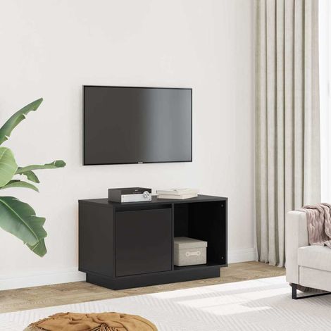 Meuble TV pour Salon - Armoire TV Noir 74x35x44 cm Bois de pin massif BV486372 - BonneVie (1/5)