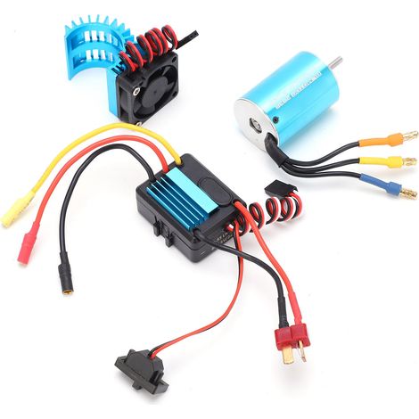 Moteur brushless 2838 4500KV 4P sans capteur avec variateur électronique de vitesse (ESC) 35A et dissipateur thermique pour voiture RC 1/14, 1/16 et 1/18 (1/5)