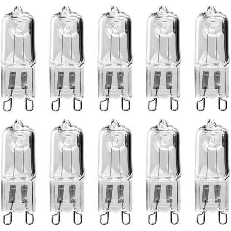 Set mit 10 G9 18 W Halogenlampen, warmweißes Licht, für Pendel- und Tischlampen (1/5)