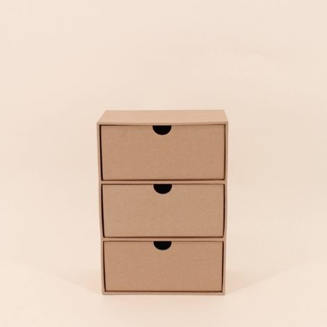Rangement bureau 3 tiroirs en carton recyclé