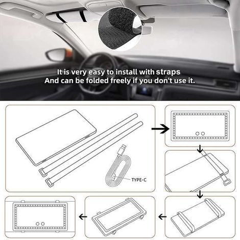 Pair of car sun visor vanity mirrors with lighting, smart beauty mirrors, passenger side vanity mirrors with auxiliary lighting. (1/5)