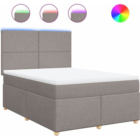 Maison Exclusive - Sommier à lattes de lit avec matelas Taupe 160x200 cm Tissu (1/5)