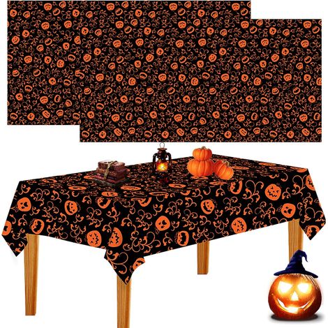 Lot de 2 nappes d'Halloween, nappe rectangulaire imperméable décorative d'horreur pour Halloween (1/5)