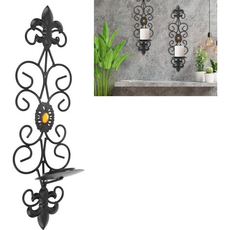 [Aplique de pared] - Aplique de pared vintage dorado con cristales de diamante para decoración de interiores (Material: hierro, Dimensiones: 11x9x36,5cm)