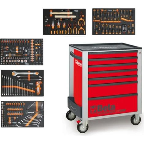 Beta BW 2400S 7/E-M Cassettiera mobile con assortimento in termoformati 309 Pz. - Rosso