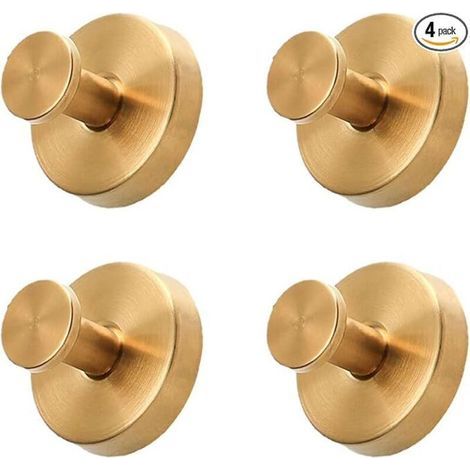 Lot de 4 crochets à ventouse pour douche, crochets sans perçage, crochets sans perçage, crochets à ventouse étanches, amovibles et réutilisables, en acier inoxydable 304 (doré) (1/5)