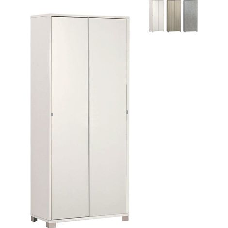 Armario Mueble multiusos 8 baldas 2 puertas correderas Paco - Blanco (1/4)