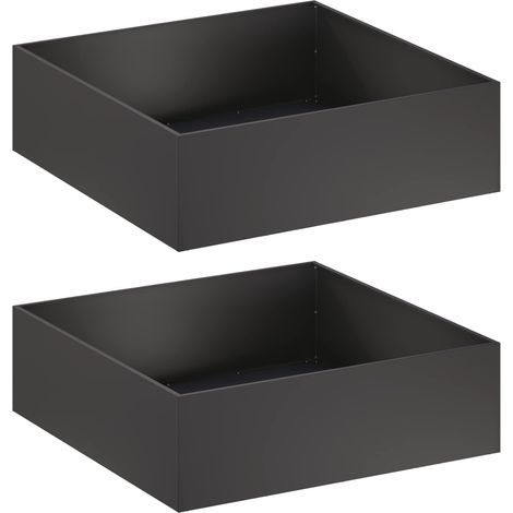 Cache-pot de jardin 2 pièces noir 80 x 80 x 30 cm