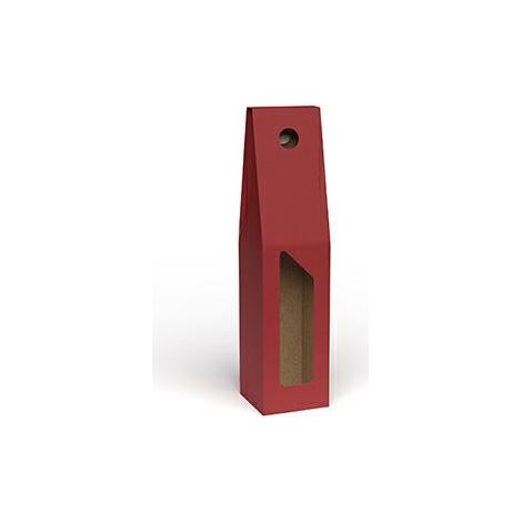 Porte-bouteille en carton rouge lisse pour 1 bouteille, 9x9, H. 38 cm (lot de 10)