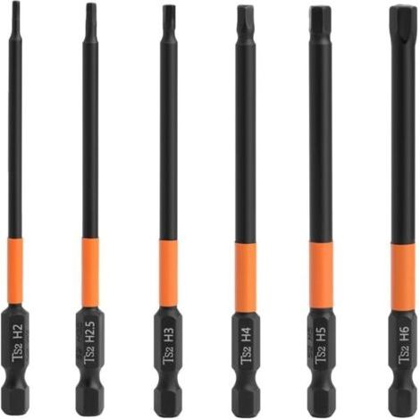 Pair Lntyq 6pcs 100mm Embout Allen Visseuse Hex Tige Tournevis en Acier S2 Embouts de Tournevis Magnétiques à Queue de 1/4 Pouce