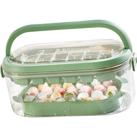 Kühlschrank-Eiswürfelform, 2 Etagen, 54 Fächer, großes Fassungsvermögen, tragbar, grün (1/5)