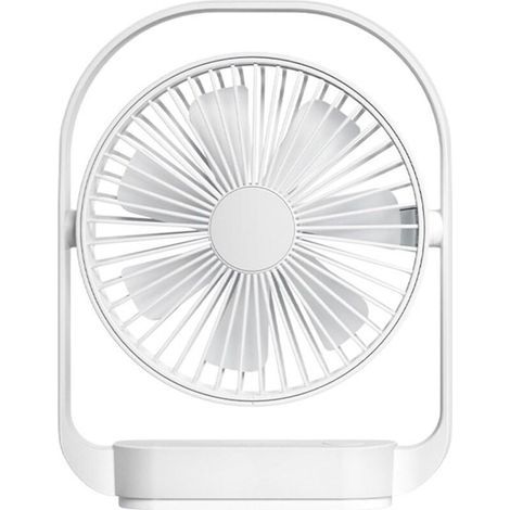 USB desk fan, 2000 mAh rechargeable, 4 speeds, with LED light, white (1/4)