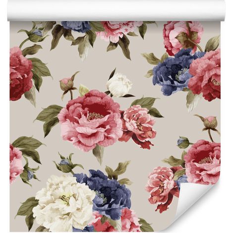 Carta da parati con rose ad acquerello per soggiorno e camera da letto, 50x1000 cm (1/5)