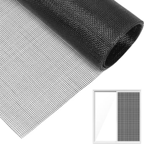 Fenstergitter, 120 x 250 cm, Fiberglas, Ersatzgewebe, Fenster- und Türgitter, Rahmengitter-Produktion, zuschneidbar, schwarze Rolle
