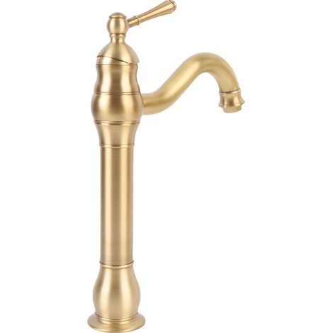 Robinet de lavabo à une poignée et un trou, pivotant, avec 2 flexibles en cuivre, pour eau chaude et froide. (1/5)