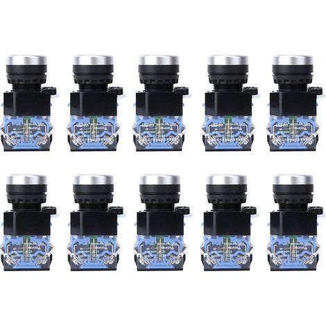 Lot de 10 boutons-poussoirs plats BEM38-11 à réarmement automatique (1 ouvert, 1 fermé), 22 mm, vert (1/5)