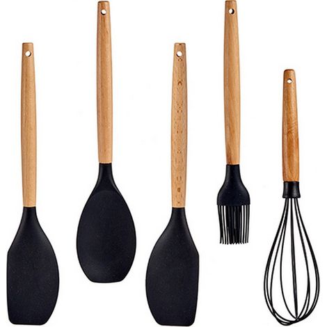 Kinvara Modernes Küchenutensilien-Set Braun Schwarz 33 cm