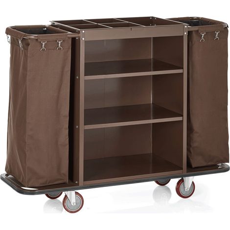 Chariot de chambre 140 x 47 x 108 cm bois plaqué 2 sacs à linge acier époxy - Was Germany (1/2)