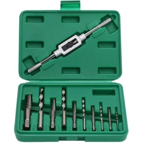 BUNTHAUS 11Pcs Extracteurs de Vis Endommagées Boulons Cassés avec Boîte de Rangement，Extracteur de vis cassées à haute résistance Outil professionnel pour retirer les fils cassés