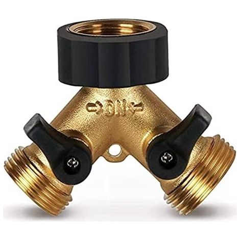 CSPARKV 2-Wege-Y-Verteiler für 3/4-Zoll-Versorgungsschlauch, Doppelhahn-Anschluss, Schlauchverbinder, Y-Anschluss für Wasserzulaufrohre mit Absperrventil für Gartenbewässerung
