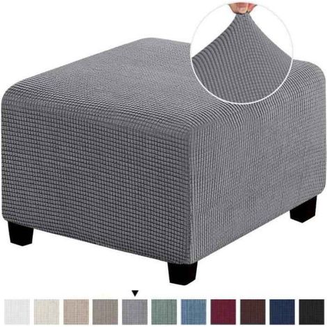 Housse Repose-pieds - Polaire Extensible - Pour Canapé - Taille M 60-76 cm - Gris Clair