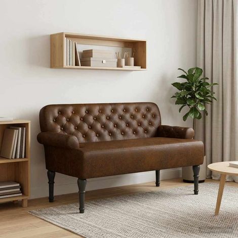 vidaXL Loveseat con bottoni imbottiti Marrone 120 x 65 x 78 cm (1/5)