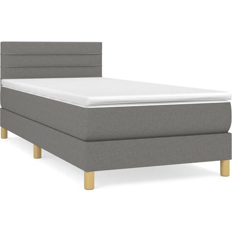 Cadre de lit en tissu, matelas inclus, gris foncé, 80 x 200 cm (1/5)