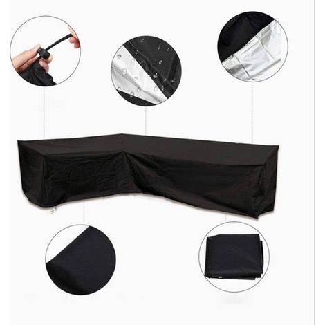 Housse pour banc de jardin - Housse pour mobilier de jardin - Housse pour mobilier de jardin - Housse extérieure pour jardin - Housse pour banc - Tissu Oxford - Noir - 300 x 300 x 98 cm (1/5)