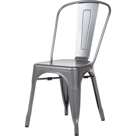 Chaises Bistro en Acier Gris Métallisé - Lot de 4 - Bolero (1/5)