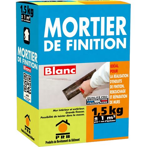 Mortier de Finition Blanc 1.5kg - Enduit de Lissage Prêt à Gâcher, Haute Adhérence - Rebouchage, Réparation et Finition Murs et Sols Intérieurs/Extérieurs, Application Manuelle, Grain Fin