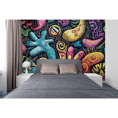 Papier peint artistique – Fresque abstraite expressive - 150 x 250 cm (1/2)