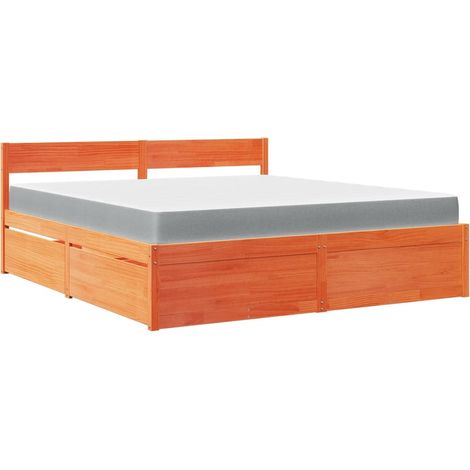 Maison Exclusive - Bett mit Schubladen und Matratze Wachsbraun 18