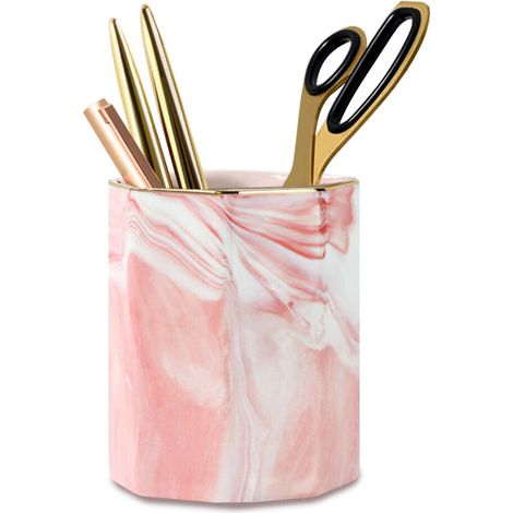Exquisites Marmormuster-Design, tragbarer Schreibtisch-Organizer, langlebiger Stiftehalter aus Keramik, perfekter Make-up-Pinsel-Organizer, ein Schreibwarengeschenk für Mädchen (1 Stück).