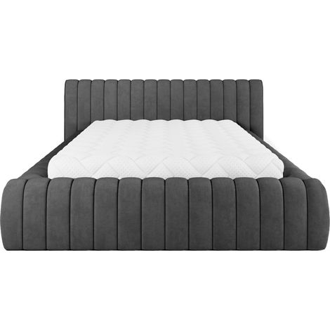 Lit coffre Madera prestige – Revêtement tissu tapissé-Gris anthracite-140x200 (1/5)