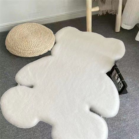 Tapis Décoration Chambre Enfant - Tapis Bear Shaped 45x60 cm - Fourrure Douce Polyacrylonitrile Blanc (1/5)