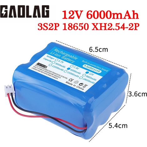 18650 Lithium Battery 3S2P 12V 6000mAh Rechargeable Lithium Battery Pack with BMS + Charger (1/2)