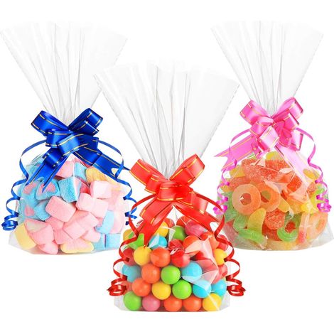 100 sachets en cellophane avec fond transparent, sachets transparents de 15 x 25 cm pour bonbons, sachets cadeaux, petits sachets pour bonbons livrés avec 100 [YID] (1/5)