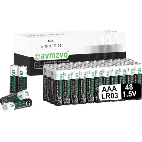 Piles AAA Lot de 48, LR03, 1,5 V, Longue durée, alcalines, puissantes, Peuvent être utilisées pour Les Jouets, Les réveils et Autres appareils électroniques (1/5)