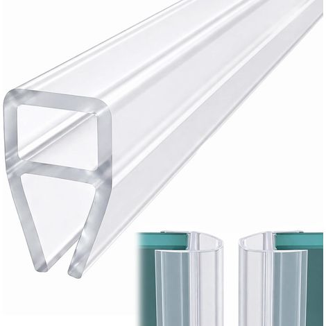 Joint de Porte de Douche 3000 mm Forme U, Joint d'Étanchéité pour Verre 6 mm avec Lèvre en Caoutchouc Transparent, Bande de Remplacement Flexible pour Paroi de Douche et Bas de Porte (1/5)