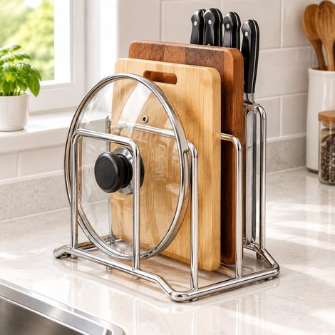 1 Pièce Support de Rangement en Acier Inoxydable, 10.5×13×10 cm, Porte-Couteaux et Planche à Découper (1/5)